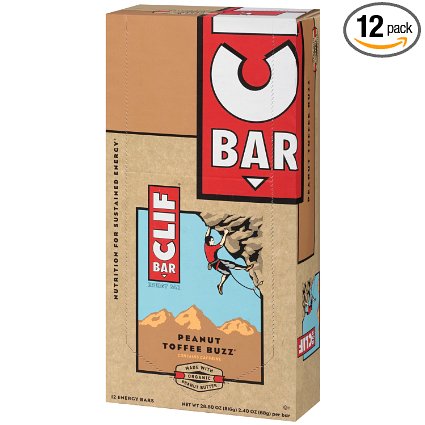 CLIF BAR - Energy Bar - Peanut Toffee Buzz - (2.4 Ounce Protein Bar, 12 Count)