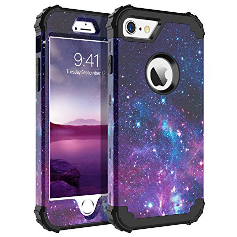 BENTOBEN Case for iPhone 6S/iPhone 6,3 in 1 Starry Space Design Shockproof Hybrid Hard PC Soft Silicone Bumper Heavy Duty Rugged Non-Slip Full-Body Protective Case for iPhone 6/6S (4.7 inch),Space