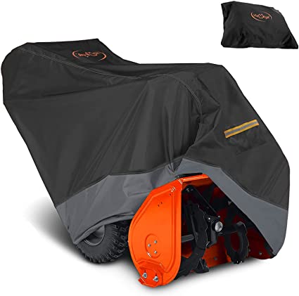 HOMEYA Snow Blower Cover, Heavy Duty 600D Oxford Waterproof Snow Thrower Cover, Universal Size for Most Electric Two Stage Snowblower-All Weather Protection- 51.2''×33.1''×35.8''/40.2''(L×W×H)