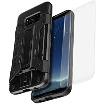 Samsung Galaxy S8 Case, TortugaArmor [ 360 Full Body Protection Rugged Case ] [HEAVY DUTY case] [Credit Card Slot Wallet Case] [Kickstand] - [Black] / Including 3D Tempered Glass Screen Protector