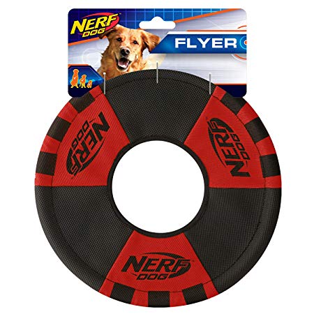 Nerf Dog 9in Trackshot Toss and Tug Ring: Red/Black, Dog Toy