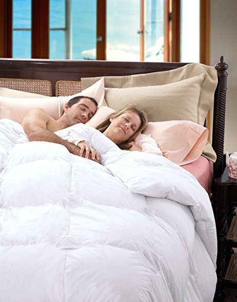Cuddledown Temperature Regulating 700 Fill Power Down Comforter, Queen, Summer, White
