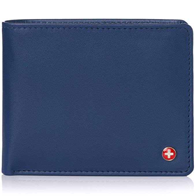 Alpine Swiss RFID Protected Men’s Max Coin Pocket Bifold Wallet with Divided Bill Section Camden Collection