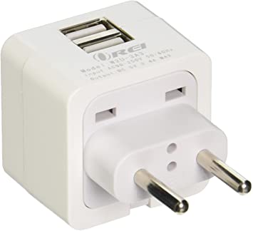 OREI W2U-C 3.4A 2 USB Plug Adapter Type C for Europe-Compatible with iPhone/iPad, Galaxy & More