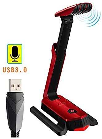 Beexcellent Desktop USB Computer Microphone Flexible for PC, Laptop, PS4, Gaming, Chatting, Meeting, Podcast, Recording (Red)