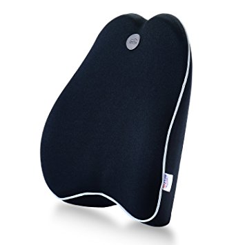 BESTIN Car Memory Foam Lumbar Back Support Cushion Pillow for Lower Back Pain， Ergonomically Design Universal，Perfect for recliner office chair sofa car bed couch，Very comfortable (Black, L)