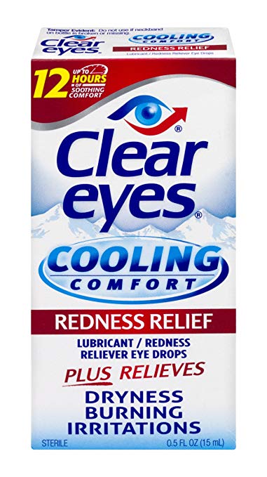 Clear Eyes Cooling Comfort Redness Eye Drops | Relieves Dryness, Burning, Irritations | 0.5 Ounce per Box | Pack of 3