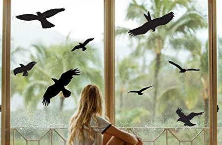 Anti-Collision Window Bird Stickers Glass Door Protection and Save Birds (Black, 9 Pcs)