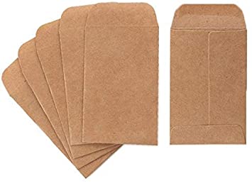 Coin and Small Parts Envelopes 100 Pack 2.25"x 3.5" with Gummed Flap for Homes and Office Use (100 Pack)
