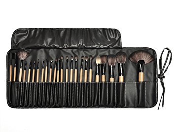 24 PCS Makeup Brush Set w/ Pouch Bag Face Powder Brush Makeup Brush Kit (Beige)