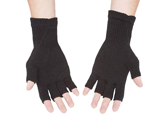 Gravity Threads Unisex Warm Half Finger Stretchy Knit Gloves
