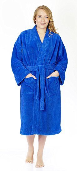 Arus Women's Kimono Plush Fleece Bathrobe Turkish Soft Plush Robe