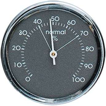 Analog Hygrometer Humidity Gauge 1.75 in. Diameter Round with Gray Scale and Metal Bezel