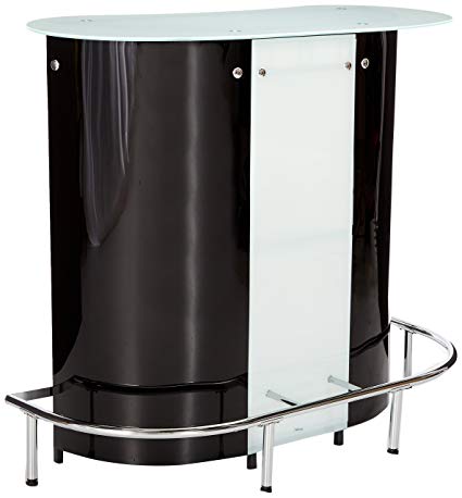 1-shelf Bar Unit with Frosted Glossy Black, Glossy White, Clear and Chrome
