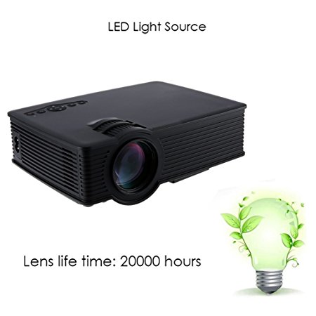 2017 Projector, Mini Home Cinema Theater LED Multimedia Portable GP-9 HD LCD Projector 2 USB 1800 Lumens 1080P Multimedia Video Micro piCo Teaching Projector, Support PC, HDMI, USBlaptop, smart phone, USB, SD card …