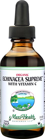 Maxi Health Organic Echinacea Supreme with Vitamin C - Immune Booster - 2 Ounce Bottle - Kosher