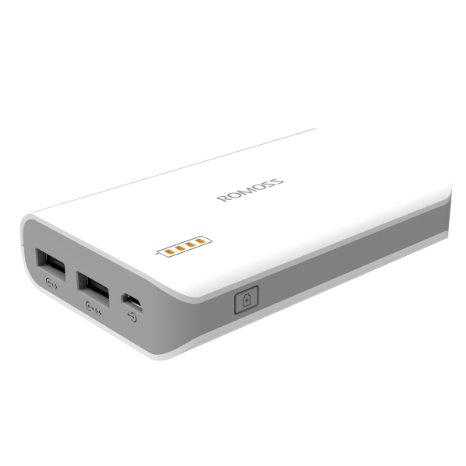 ROMOSS? Solo3 6000mAh Dual USB Portable Charger External Battery Pack Power bank Power Supply Station,Broad Compatibility, Fast Charging, High Capacity, Ultra Compact, for iPhone iPad Samsung HTC Motorola Nokia Nexus android cell phone and more