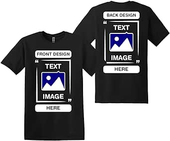 Gildan Custom T-Shirts - Personalized Unisex Crewneck Tee Shirt - Customize Your Image, Text & Photo - Men Women Adult