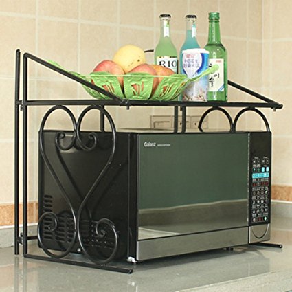 AISHN Metal Microwave oven Rack /shelf Kitchen Shelves Counter and Cabinet Shelf (Black)
