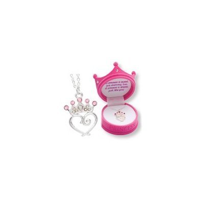 Princess Pendant Necklace in Tiara Crown Shaped Gift Box - Pink or Purple