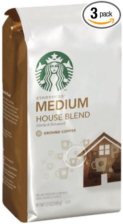 Starbucks House Blend Ground Coffee, 12 Ounce (Pack of 3)