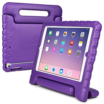 iPad Air kids case, COOPER DYNAMO Heavy Duty Children's Rugged Tough Bumper Hard Protective Case Cover with Built-in Handle, Stand & Free Screen Protector for Apple iPad Air (Purple)