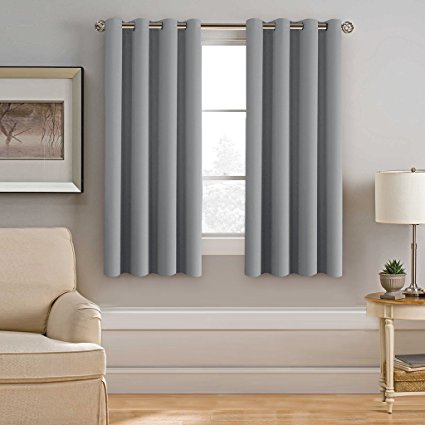 H.Versailtex Blackout Grey Curtains for Bedroom /Living Room, 52"x 63",Grommet (1 Panel, Dove Gray)