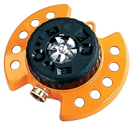 Dramm 10-15022 ColorStorm 9-Pattern Turret Sprinkler with Heavy-Duty Metal Base,Orange
