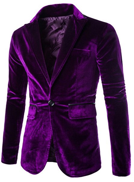 Cashsun Men's Slim Fit Velvet Button Business Cocktail Blazer Suit
