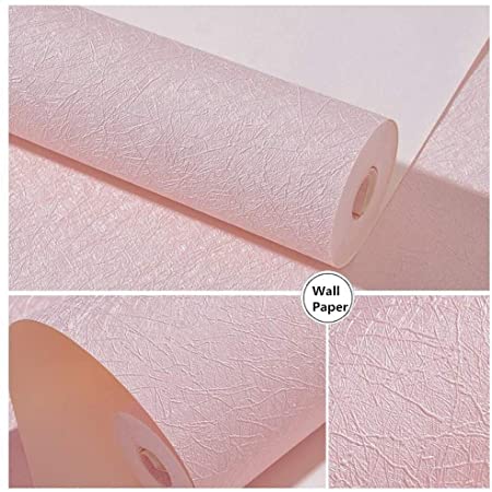 15.7" X 118" Pink Wallpaper Embossed Self Adhesive Peel and Stick Removable Home Decorative Vinyl Film Cabinet Furniture Countertop Solid Color Shelf Paper Silk