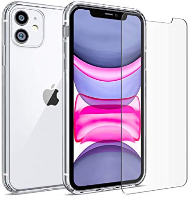 FlexGear Clear Case for iPhone 11 and 2 Glass Screen Protectors (Clear)