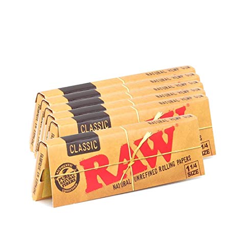 RAW 1 1/4 Natural Unbleached Rolling Papers Pack of 6