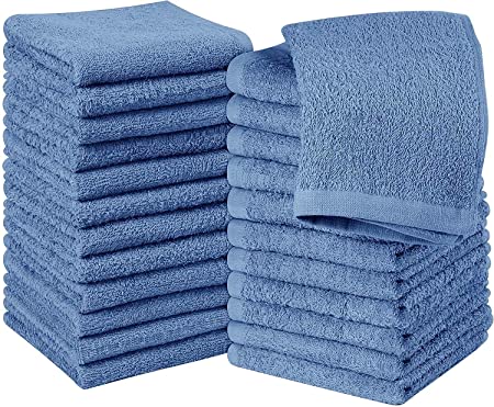Penguin Home 100% Washcloths Blue-12 x 12 Inches-30x30 cm-Soft Face Towels-Plush Luxury Wash Cloths for Bathrooms/Hotel washrooms-400 GSM, Cotton, Pack of 24