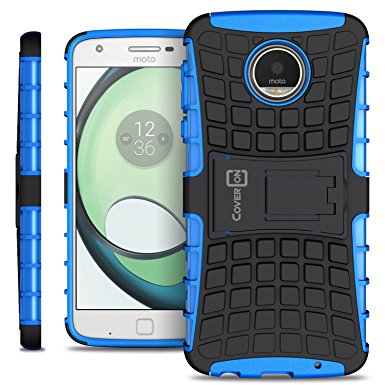 Motorola Moto Z Play Case, Moto Z Play Droid Case, CoverON [Atomic Series] Hybrid Armor Cover Tough Protective Hard Kickstand Phone Case for Motorola Moto Z Play Droid / Z Play - Blue