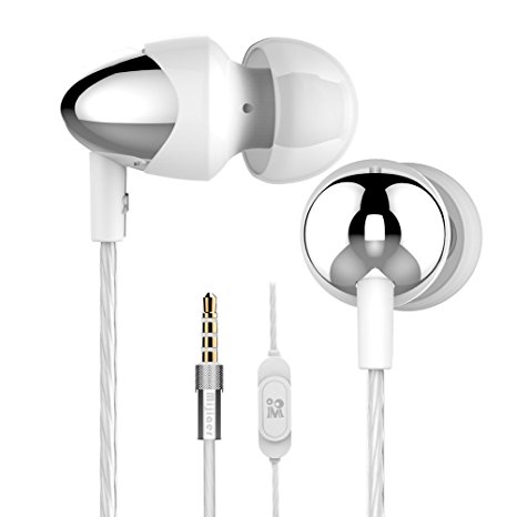 Earphones Mijiaer M20 Deep Bass Headphones In-Ear Noise Reduction High Definition Headsets Build-in Microphone and Remote Control for iPhone Samsung MP3 Mac Laptop Android Devices (white)