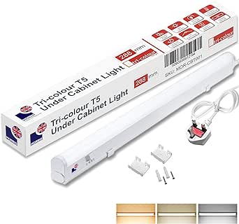 Morris LED Under Cabinet Light Linkable 3 Colours in 1 Light 3000k/4000k/6500k Kitchen Light - UK Plug Included - 288mm, 550mm, 850mm,1150mm (288mm)