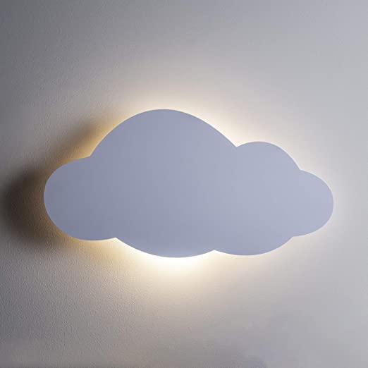 Lights4fun, Inc. Cloud Silhouette Battery Operated LED Bedroom Wall Night Light with Remote Control