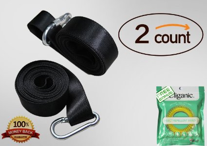 Swing Hanging Strap Kit[Heavy Duty Hooks] By UU&T Tree Swings&Hammock Accessories-48 Inch Strap with Safer Lock Snap Carabiner Hook+Carry Pouch- Holds Up 1000+ Lbs[100% Waterproof]2,48''(Swing Strap)