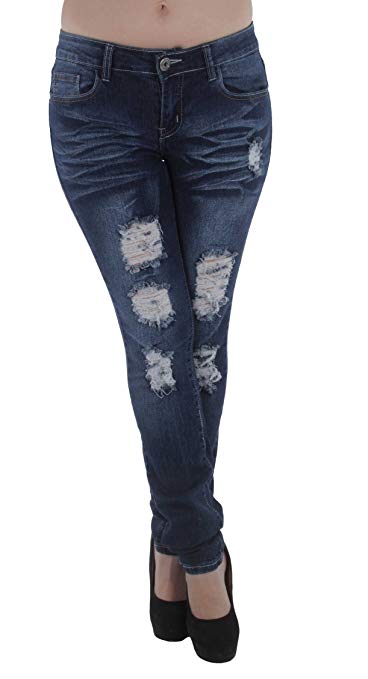 Plus Size Mid Waist Colombian Design Butt Lift Ripped Skinny Denim Jeans