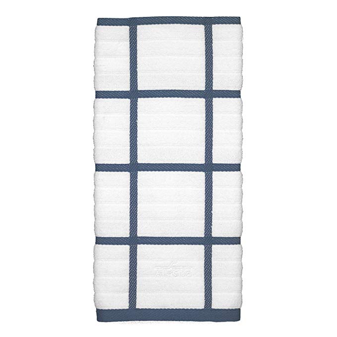 All-Clad Textiles 100-Percent Combed Terry Loop Cotton Kitchen Towel, Oversized, Highly Absorbent and Anti-Microbial, 17-inch by 30-inch, Checked, Cornflower