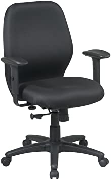 Office Star Thick Padded Contour Seat and Back, 2-to-1 Synchro Tilt, and 2-Way Adjustable Padded Arms Managers Chair, Black