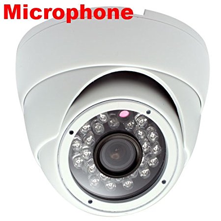 GW Security CCTV 900 TV lines Surveillance Security Camera with Microphone, 3.6mm Lens, 24 IR LEDs, 60 feet IR Distance, Metal vandal proof