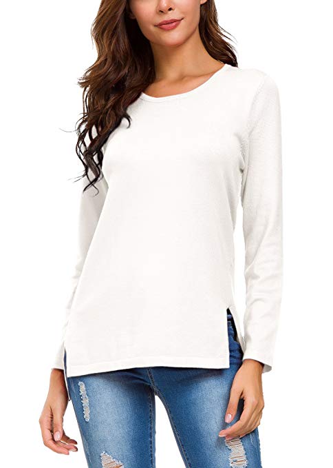 Urban CoCo Women's Solid Pullover Sweater Side Slit