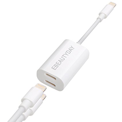 iPhone 7 Splitter - iPhone 7 Plus Adapter - Dual Lightning Splitter Adapter Headphone Jack Audio & Charge Adapter Accessories for iPhone 7 / 7 Plus by EBEAUTYDAY
