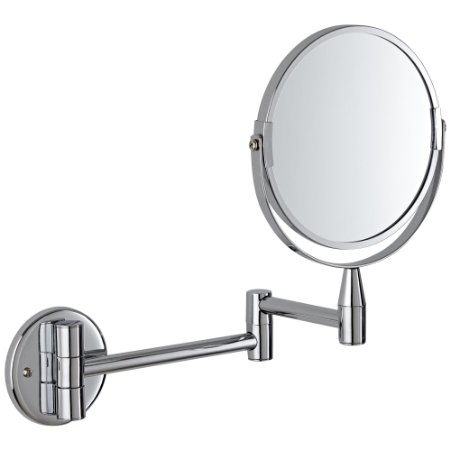 Britannia Small Round Magnifying Wall Mounted Mirror with Chrome Finish & Adjustable Arm