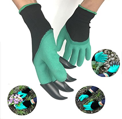 Work Gloves Garden with Fingertips Right Claws Quick & Easy to Dig and Plant Safe for Pruning, Digging & Planting Nursery Plants Medium, Best Gardening Tool for Gardeners Gift (1 pair) (green)
