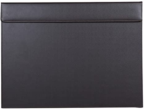 KINGFOM 18''x14'' Leather Desk Pad & Blotter, A3 Protector Writing Mat with Paper Clip Brown