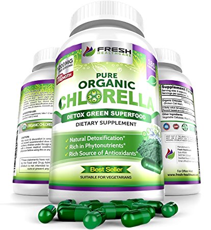 Fresh Healthcare Organic Chlorella (180 Capsules) ✮ Natural Detox Superfood Encourages Healthy Weight Loss, Fortifies Natural Energy & Vitality ✮ Antioxidants to Rejuvenate Skin