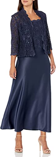 Alex Evenings Women's Two Piece Dress with Lace Jacket (Petite and Regular Sizes)