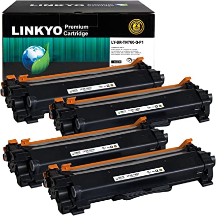 LINKYO Compatible Toner Cartridge Replacement for Brother TN760 TN-760 High Yield TN730 (4-Pack, Design P1)